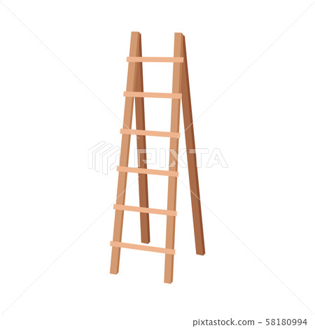 Light Wooden Step Folding Ladder Isolated Vector Illustration 58180994