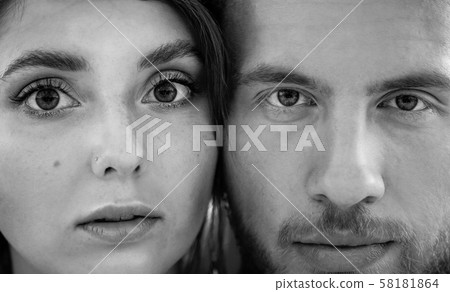 Black and white Close-up of a young couple 58181864