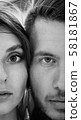 Black and white Close-up of a young couple 58181867