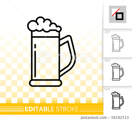 Beer Mug simple bar ware black line vector icon 58182513