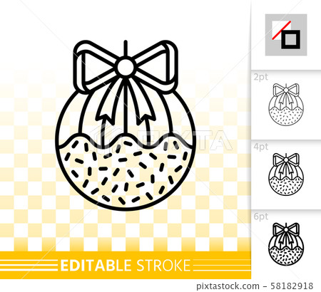 Christmas Tree Ball simple black line vector icon - Stock Illustration ...