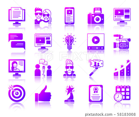 Blogging Online simple gradient icons vector set Blogging Online simple gradient icons vector set 58183008