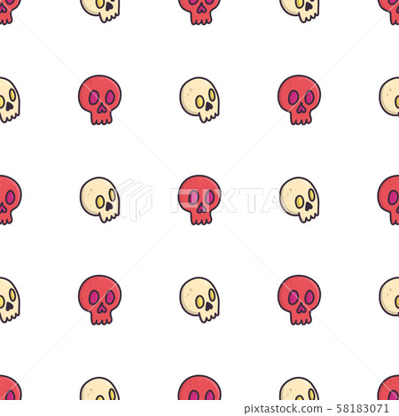 Two skull - red and beige halloween seamless pattern 58183071