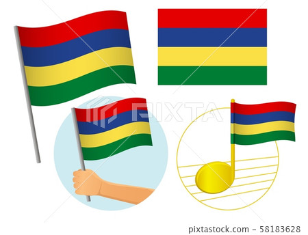 Mauritius flag icon set 58183628
