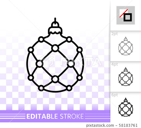 Christmas Tree Ball simple black line vector icon - Stock Illustration ...