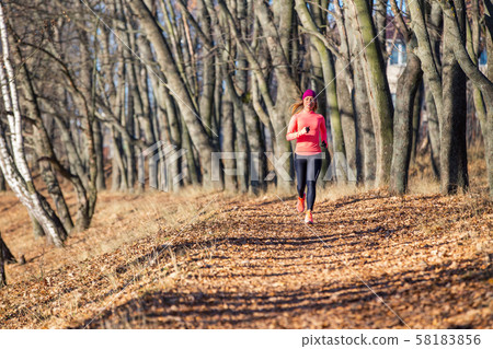 Fitness girl training running in the morning park Fitness girl training running in the morning park 58183856