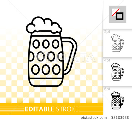 Beer Mug simple black line vector icon of bar ware 58183988
