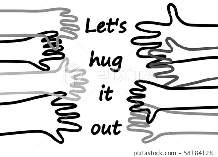 Hug doodles lines hands horizontal poster with positive sign Hug doodles lines hands horizontal poster with positive sign 58184128