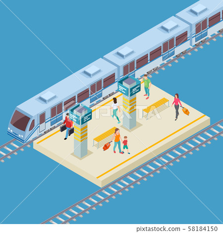 Isometric 3d city railway station vector location - Stock Illustration ...