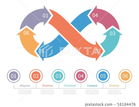 Loop symbol. Infinity vector infographic element. Colorful mobius loop, step by step design element Loop symbol. Infinity vector infographic element. Colorful mobius loop, step by step design element 58184476