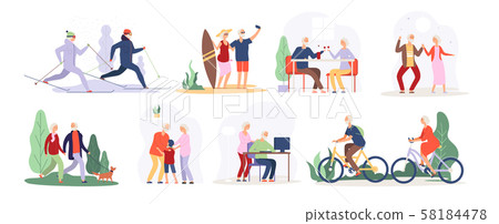 Elderly people. Senior grandfather grandmother couple sport tourist granny elderly people walking Elderly people. Senior grandfather grandmother couple sport tourist granny elderly people walking 58184478