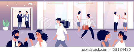 Face recognition concept. People in crowd are recognized with modern identification software and 58184480