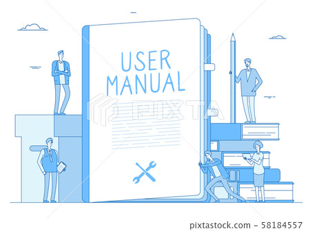 User manual. People with guidance guided textbook. User reading guidebook and writing technical 58184557