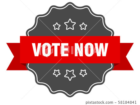 vote now red label. vote now isolated seal. vote vote now red label. vote now isolated seal. vote 58184841
