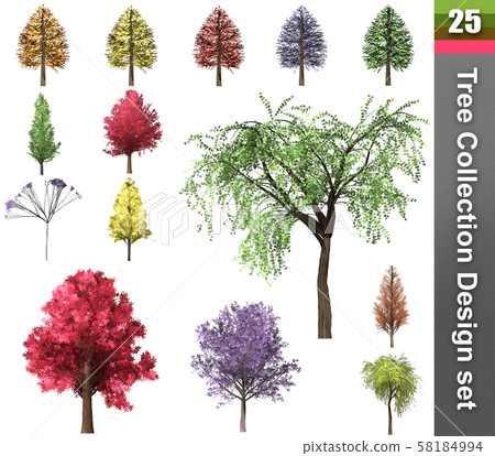 Tree correction design set. 3D Illustration. White Tree correction design set. 3D Illustration. White 58184994