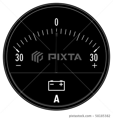 Ampermeter, Car Ammeter. Black drawing Ampermeter, Car Ammeter. Black drawing 58185382