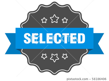 selected blue label. selected isolated seal. 58186406