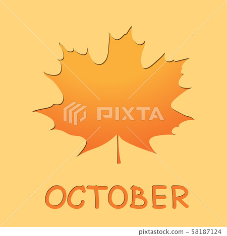 Autumn maple leaf on yellow background Autumn maple leaf on yellow background 58187124