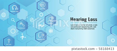 Hearing Aid or loss Web Header Banner with Sound 58188413