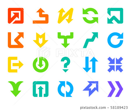 Arrow button color silhouette icons vector set 58189423