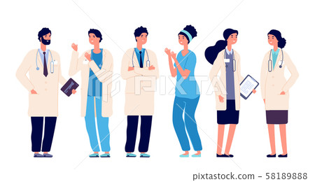 Doctors team. Medical staff doctor nurse therapist surgeon professional hospital workers, group of 58189888