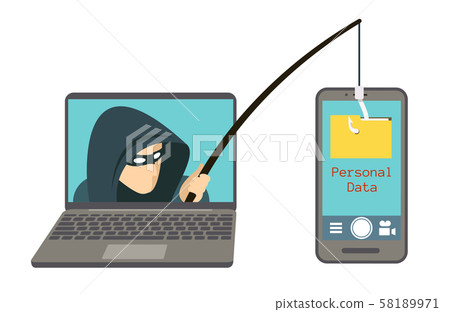 Phishing scam, hacker attack on smartphone vector illustration 58189971