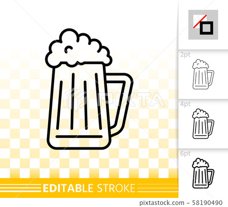 Beer Mug Simple Black Jug Line Pub Bar Vector Icon Stock Illustration