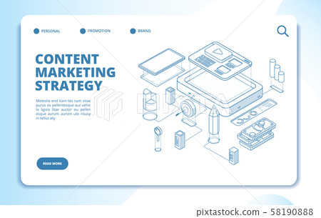 Content marketing. Website, social network publishing, video blog content strategy. Digital 58190888