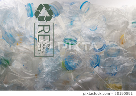 Pile of used PET bottles for recycle 7 58190891