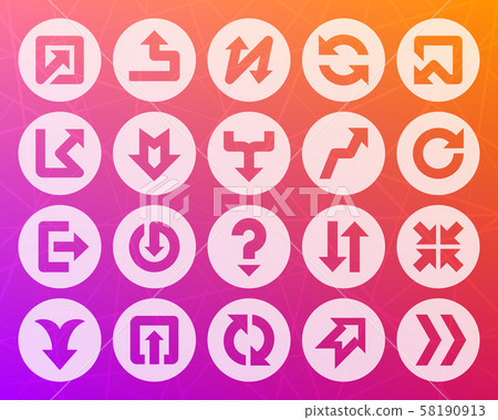 Arrow button shape carved flat icons vector set - Stock Illustration ...