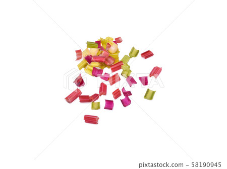 rhubarb stalks isolated on white background. rhubarb stalks isolated on white background. 58190945