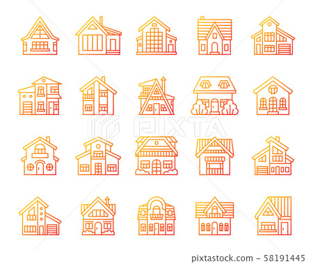 House simple color line icons exterior vector set House simple color line icons exterior vector set 58191445