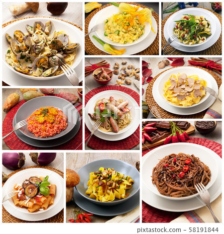 original italian pasta collage - Stock Photo [58191844] - PIXTA