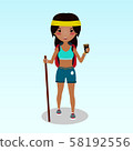 A smiling woman travelling alone. Camino Santiago. 58192556