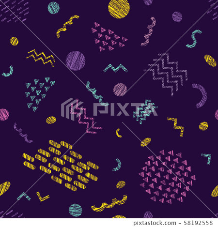 Colorful scratchy seamless pattern. Bright colors. Colorful scratchy seamless pattern. Bright colors. 58192558