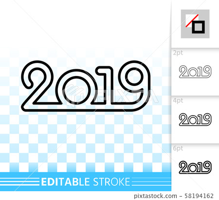 2019 simple black line happy new year vector icon 2019 simple black line happy new year vector icon 58194162