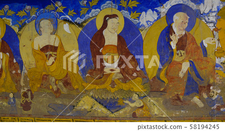 God painting on wall of ancient temple God painting on wall of ancient temple 58194245