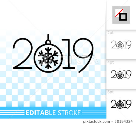 2019 year numeric simple black line vector icon 2019 year numeric simple black line vector icon 58194324