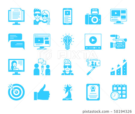 Blogging Online black silhouette icons vector set Blogging Online black silhouette icons vector set 58194326