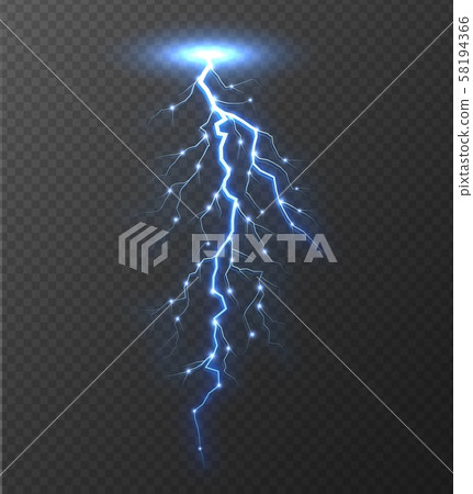 Realistic lightning bolt isolated on transparent background. 58194366