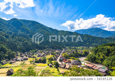 《Gifu Prefecture》Shirakawa-go panoramic view/autumn 58195126