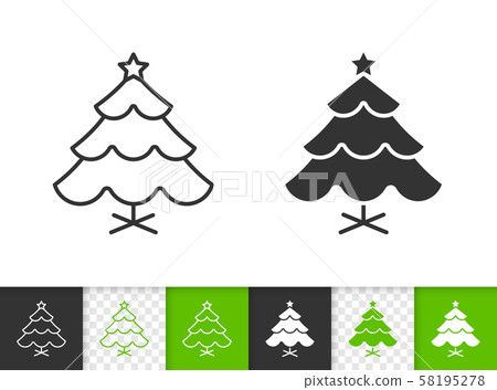 Christmas Tree simple black line vector icon - Stock Illustration ...