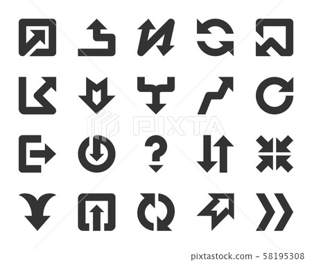 Arrow pointer simple black glyph icons vector set Arrow pointer simple black glyph icons vector set 58195308