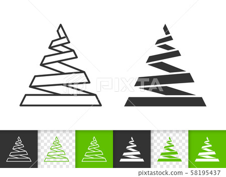 Christmas Tree simple black line vector icon - Stock Illustration ...