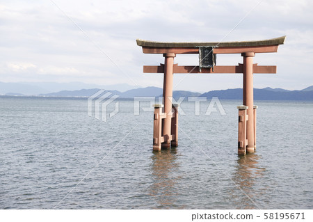 Shirakaba Shrine Torii on the lake Shirakaba Shrine Torii on the lake 58195671
