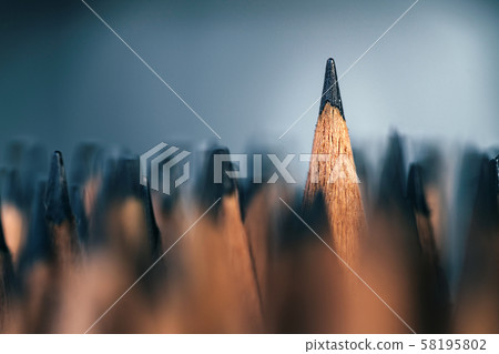 Close-up pencils. Business leadership concept 58195802