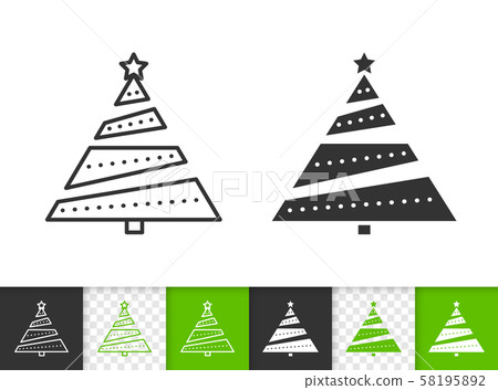 Christmas Tree simple fir black line vector icon Christmas Tree simple fir black line vector icon 58195892