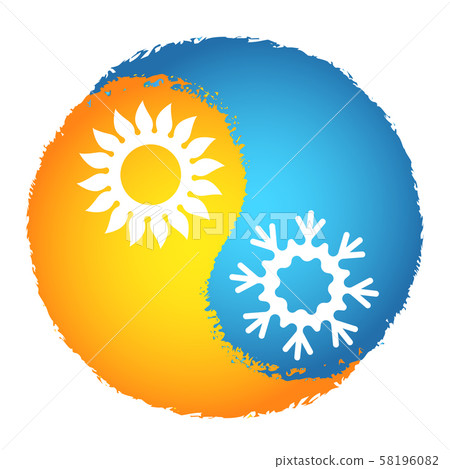 Air conditioner sun orange and snowflake blue Air conditioner sun orange and snowflake blue 58196082