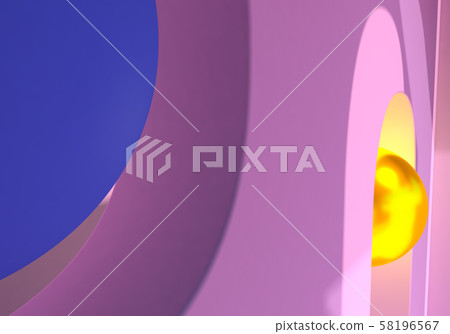 Abstract background with pink arches and ball. 3D illustration 58196567