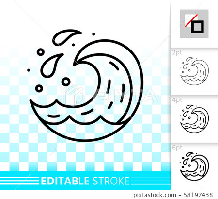 Wave water simple aqua drop black line vector icon 58197438